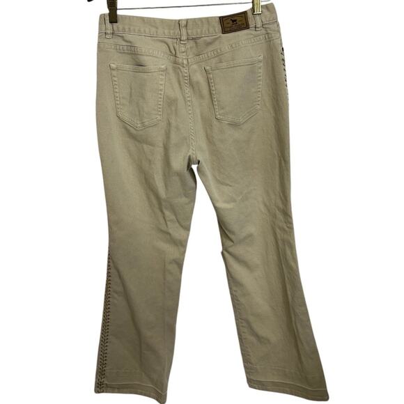 Lauren Jeans Co. Ralph Lauren Side Seam Stitch Denim Jeans Beige Sz 10 Bootcut - Picture 8 of 9